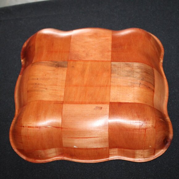 Vintage Woven Wood Serving Bowl - Picture 2 of 2